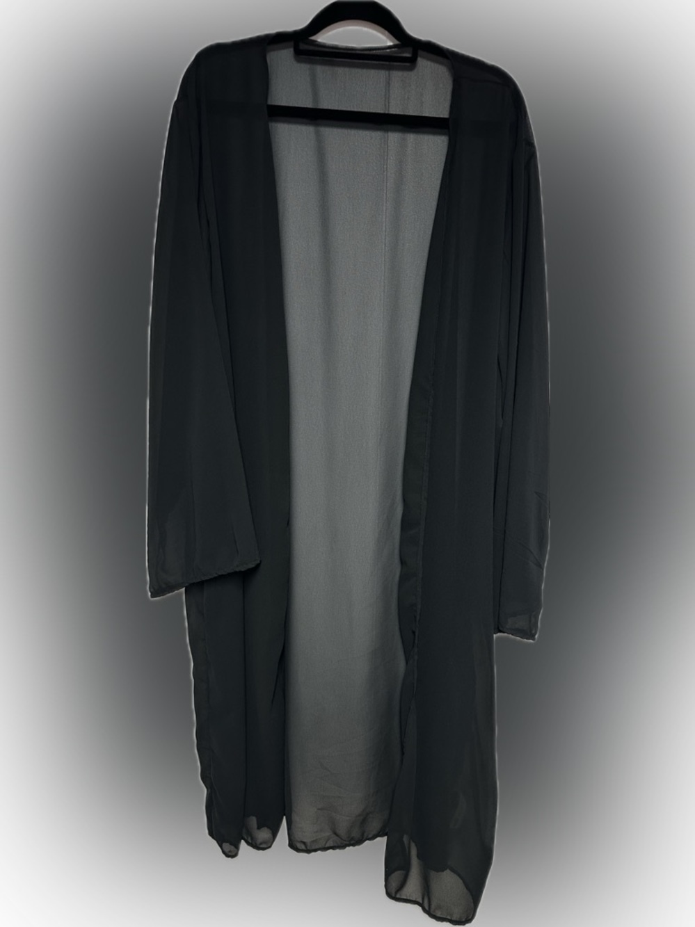 SHEIN Black Sheer Longline Kimono Duster Cardigan Cover Up 4XL Plus Size - Picture 4 of 5